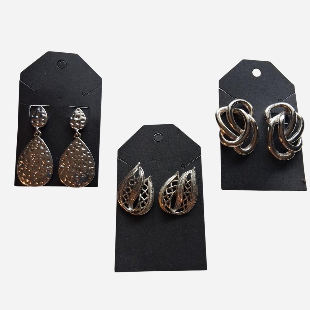 Vintage 80s 90s Silver earrings bundle - 3 pairs of silver earrings